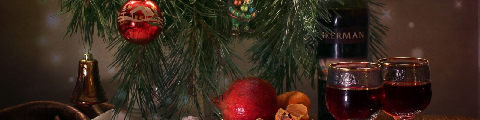 Wine glasses in a festive setting